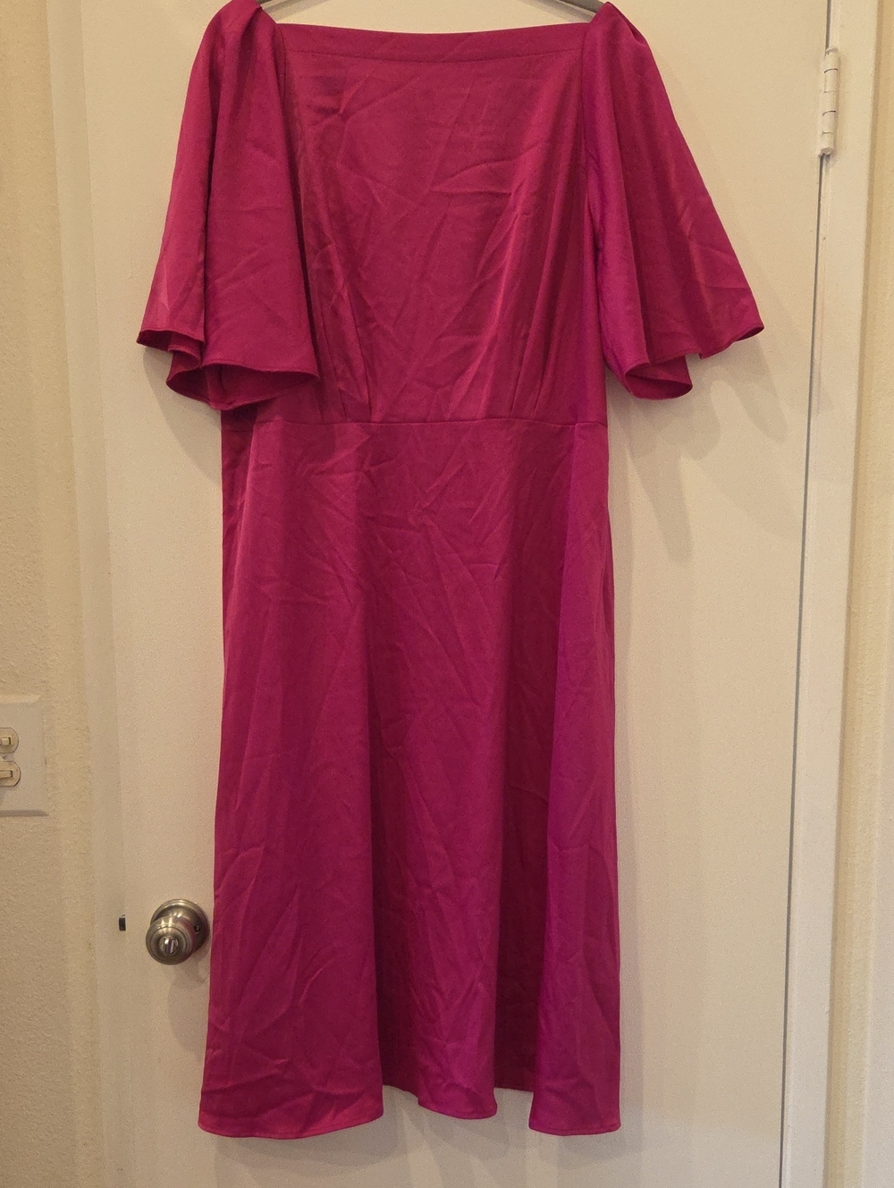 Banana Republic Magenta Off-Shoulder Midi Dress